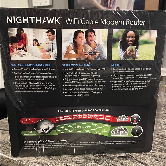 NETGEAR Nighthawk Black Modem Router Combo - Picture 4 of 4